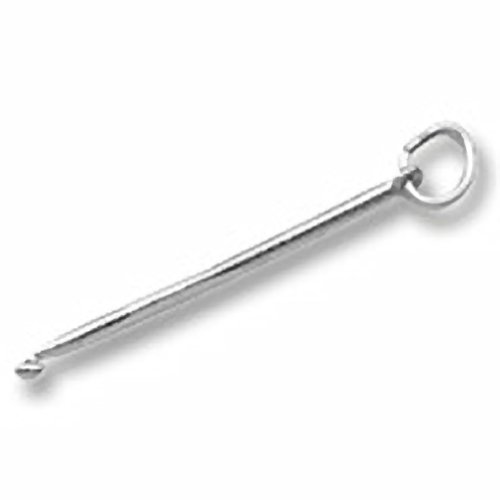 Crochet Hook Charm In Sterling Silver, Charms for Bracelets and Necklaces