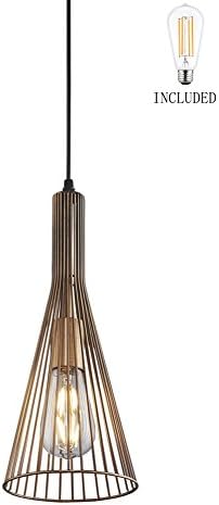 Smart Lighting-Shupregu 1-light Vintage pendant lighting, Industrial Oil Rubbed Bronze Pendant light, wire pendant light, Edison Dimmable LED Bulb Included