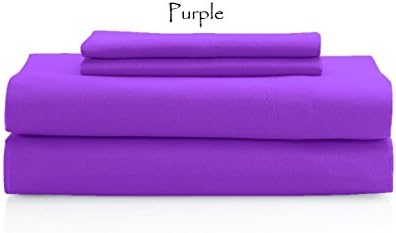 Luxurious Cotton 400-Thread-Count Soft 4-Piece Sheet Set Size:RV (34" X 75") Fits up to 4-5 Inches Sofa Cum Bed Purple Solid Amazon Bedding Collection