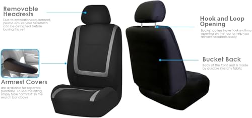 Car Seat Covers Full Set, Breathable Premium Cloth Automotive Seat Cover, Universal Front and Rear Seat Covers, Easy to Install Car Accessories for Most Cars Trucks SUV (Beige)