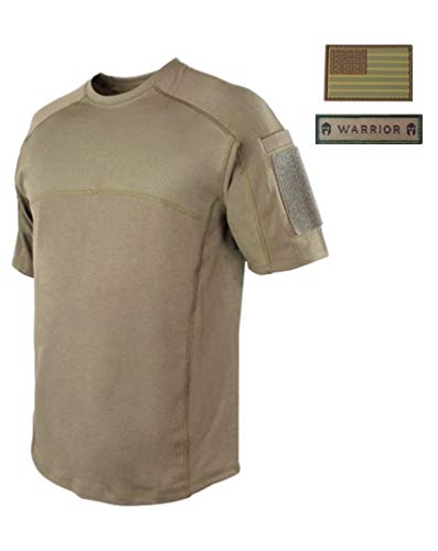 Condor Trident Battle Top Short Sleeve Combat Shirt (TAN) + 2 FREE Patches (Small)
