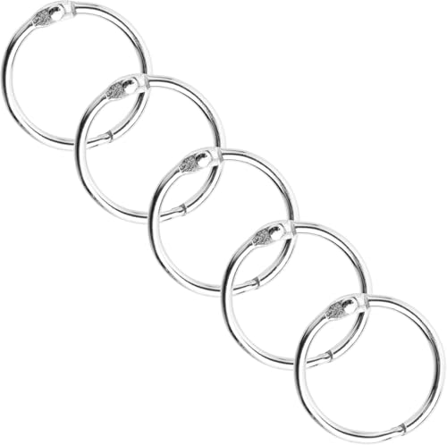 Elvyagod 100 Pcs Binder Rings, Loose Leaf Metal Book Silver Keychain Rings For Index Cards, Flash Notebooks, Photo Album, Scrapbook Diy Crafts, 1 Inch Diameter