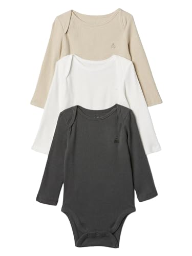 GAP unisex-baby 3-pack Rib Long Sleeve Bodysuit