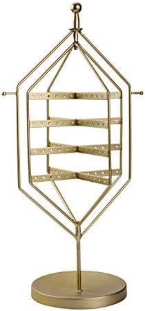 AmigasHome Innovative Geometric Design Swivel Metal Jewelry Display Stand Perfect Earring Organizer - Gold