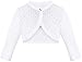 Lilax Little Girls' Knit Long Sleeve One Button Closure Bolero Shrug 5T White
