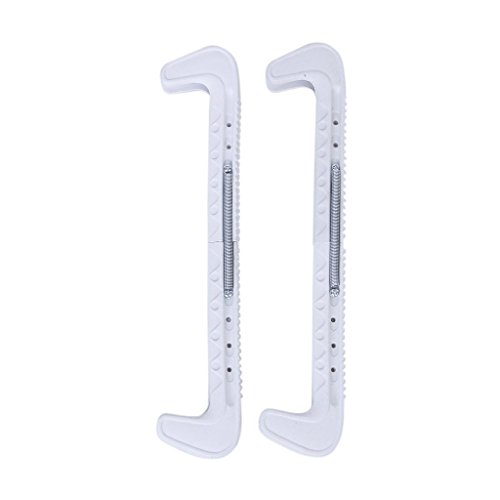 Ice Skate Guards Plastic Ice Skate Walking Blade Guards Protector Covers Adjustable (White)