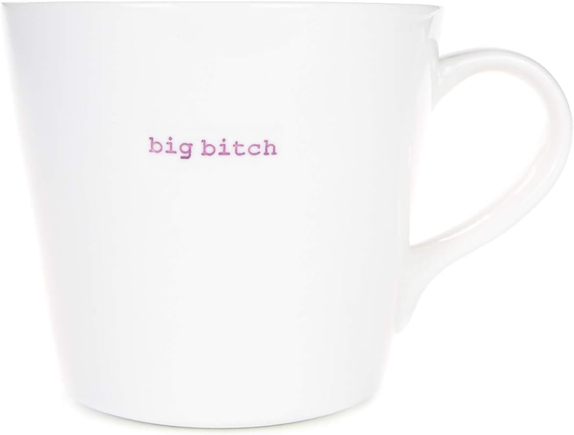 Keith Brymer Jones - Word Range - Large Ceramic White Mug - Big Bitch - 500ml - Gift Boxed
