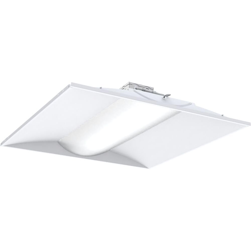 Photo 1 of Lithonia Lighting 2x2 LED Troffer Light, Stack Switch LED Lay-in Ceiling Light Fixture, Adjustable Lumens, 3500K/4000K/5000K Switchable Color Temperature, Includes Emergency Battery Backup, White