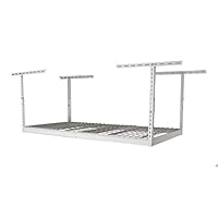 SafeRacks - 3x6 Overhead Garage Storage Rack - Height Adjustable Steel Overhead Storage Rack - 400 Pound Weight Capacity (White, 24"-45")