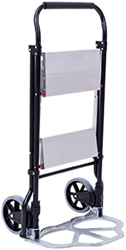 Multi-function Folding Trolley, Household Office Logistics Porter Ladder Trolley Aluminum Alloy Black Trolley Two Sizes (Color : Black, Size : 492898CM)