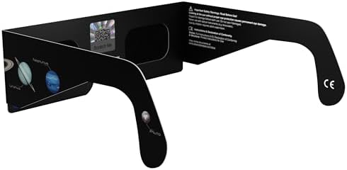 Occhiali per Eclissi Solare 12 Agosto 2026 Omologati CE ISO 12312-2 | 6 Pezzi Protezione per l'Osservazione del Sole | Produttore Europeo AAS | Filtro Solare Certificato per Astronomia | Design