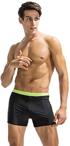 Shangrui Mens Quick Dry Long Swim Training Trunks Board Surfing Boxer Trunks Shorts Red