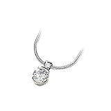 IceCarats Designer Jewelry 14K White Gold Created Moissanite Round Pendant 05.00Mm