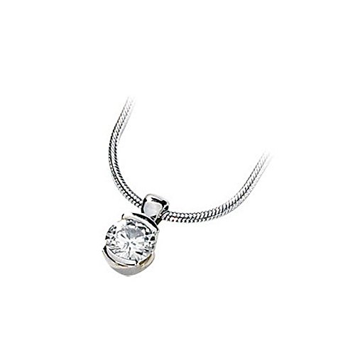 IceCarats Designer Jewelry 14K White Gold Created Moissanite Round Pendant 05.00Mm