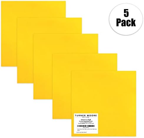 Yellow Transparent Vinyl 12" x 12" See-Through Vinyl Sheets for Crafts, Scrapbooking, Stickers, Decals, Windows, Water Bottles Includes 12x12 Opal Vinyl by Turner Moore Edition (Clear Yellow, 5-pk)
