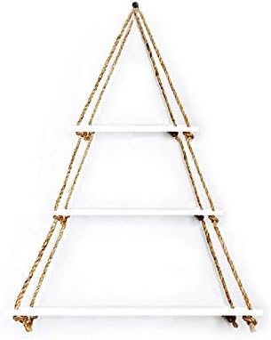 VAH- Kya Bat Hai !! Wood Hanging Shelf Bohemian Nordic Style Floating Swing Rope for Home Decor (White)