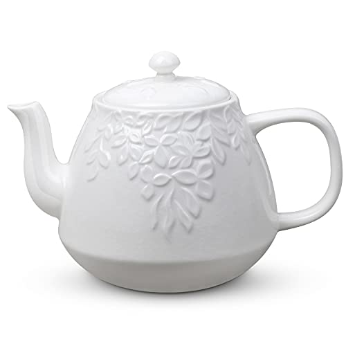 Toptier Leaf Teapot, Porcelain Tea Pot with Stainless Steel Infuser