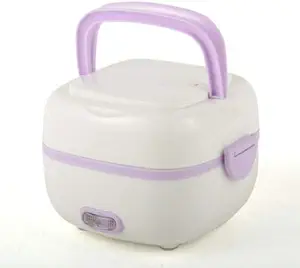 Stainless Steel Electric Lunch Box Portable Food Mini Rice Cooker Food Warmer Heater Steamer for Office, School, Travel