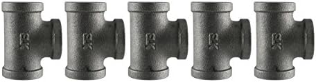 Black Cast Pipe Fitting, Tee, 2", 5-Pack