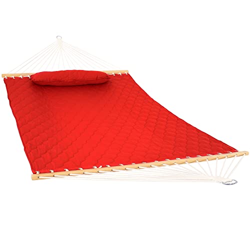Sunnydaze Double Quilted Polyester Hammock with Detachable Pillow 440