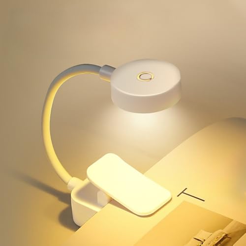 Clip On Reading Light Eye Caring 3 Color-Temperatures Rotate Gooseneck Arm for Reading Craft Drawing Working