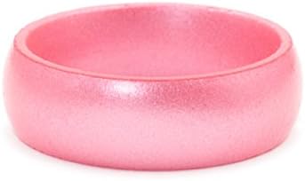 SafeRingz Metallic Silicone Wedding Ring Made in the USA, Pink, 10