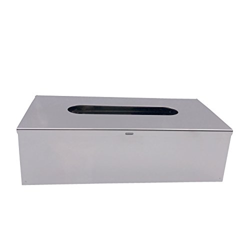 M2cbridge Metal Facial Tissue Box Cover Holder Lay On or Wall Mounted, Polished 18/8 Stainless Steel (Rectangle)