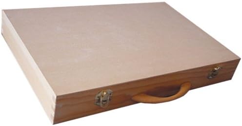 Felt-Lined Hardwood Case with Handle for Jewelry 15 x 9 x 2-Inches