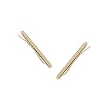 Humble Chic Women's Solid Bar Ear Crawlers Minimal Modern Cuff Post Stud Earrings