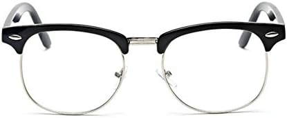Coolsunny Half Frame Horn Rimmed Sunglasses with Colored Lens CS8269 (Black-Clear, 51)