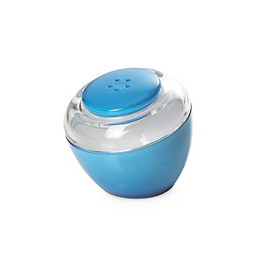 Omada Design Salt or Pepper shakers in Transparent and Colored Plastic, with Closing Cap, Compact and Practical Also to Bring The Table, Innovative Design, Movida Line, Turquoise
