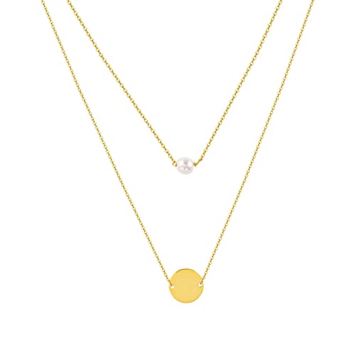 Tewiky Pearl Necklaces for Women, Dainty Gold Necklace 14k Gold Plated Single Pearl Necklace Simple Pearl Choker Necklaces for Women Trendy Cute Gold Necklace Jewelry for Women