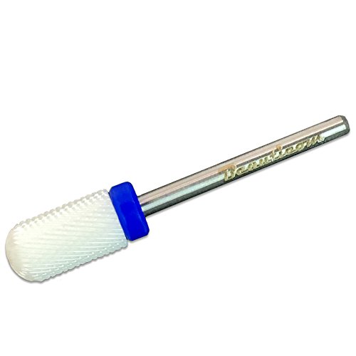 Beauticom Professional USA Ceramic White ROUND Top LARGE Barrel Bit Nail Drill (Grit: MEDIUM) 3/32" Shank Size