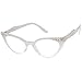 zeroUV Blue Light Blocking Vintage Cat Eye Glasses for Women UV400 Embellished with Rhinestones, 50s Rockabilly Accessories 51mm (White/Clear)