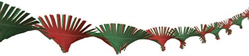 Hand Made by Aunty Mabel NOW MADE WITH NEW SUPERIOR QUALITY CREPE PAPER Hand Fringed Ceiling Decoration Streamer Party Wedding Christmas (red and dark green)