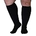 Mojo Compression Socks for Women and Men 20-30mmHg Wide Calf - Plus Size Opaque Compression Support Stockings for Nursing, Varicose Veins Circulation - Black, 3X-Large - AB201