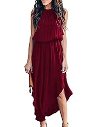 Mlebr - Vestido de gasa sin mangas para mujer