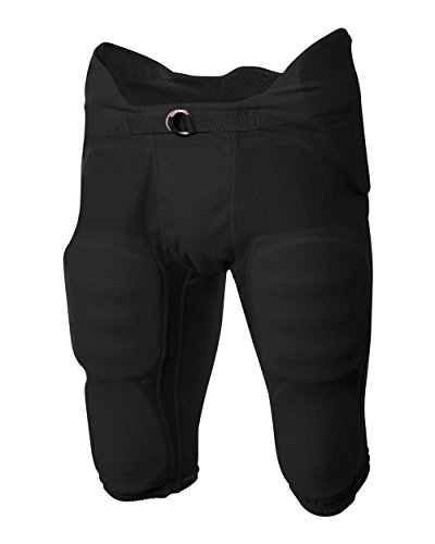 A4 Sportswear Youth XS (Waist 24/Inseam 11) Black Football Pants Flyless, Integrated 7-Piece Pads