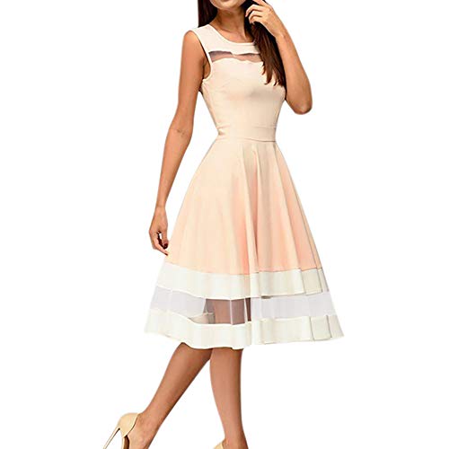Click Here to See More Images Women Dress,Dainzuy Sleeveless Patchwork Knee-Length Party Dress