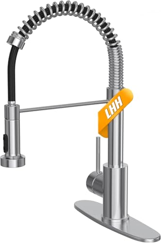 Photo 1 of Stainless Steel Kitchen Faucet, Farmhouse Kitchen Faucet with Pull Out Sprayer, Brushed Nickel Faucet for Kitchen Sink, Commercial Outdoor Single Handle Kitchen Sink Faucet(Pull Out Style)