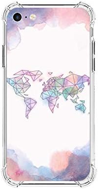 Original iPhone 6p/6s Plus Case Clear TPU Soft Slim Flexible Silicone Cover Full Screen Film Phone Case for Apple Steel Film World map
