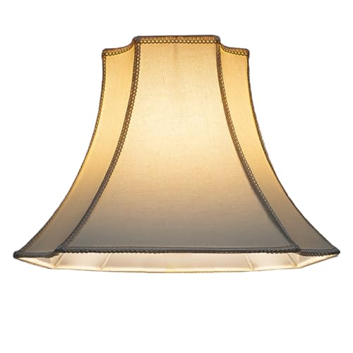 Cúpula de Abajur Grande Especial Estilo Oitavada 31cm x 21cm x 41cm Tecido Algodão Revestimento em Acetato Encaixe Nacional 3,5cm (Bege)