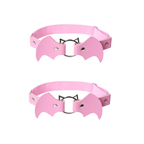 alisikee 2pcs Adjustable Leather Leg Garter, Bat-Shaped Elastic Punk Thigh Garter for Women and Girls