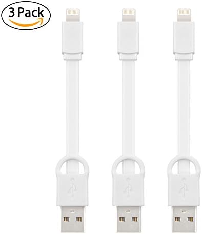 Lightning to USB Cable, Short Iphone Lightning Charger Cable Cord PowerLine Keychain- 4 Inches for IPhone 8 7 Plus, IPhone 6s / 6 s Plus, IPhones SE, IPad , IPod Touch, IPod (3 Packs) (White)