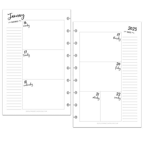 BetterNote 2023 HORIZONTAL Calendar Refill for Disc Notebook, Fits