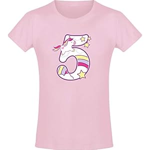 Meisjes-T-shirt voor verjaardag, eenhoorn, 5 jaar, eenhoorn, vijfvijfde verjaardag, kind, cadeau-idee pony, paard, roze…