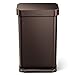 simplehuman 45 Liter Rectangular Hands-Free Kitchen Step Soft-Close Lid, Dark Bronze Stainless Steel Trash can
