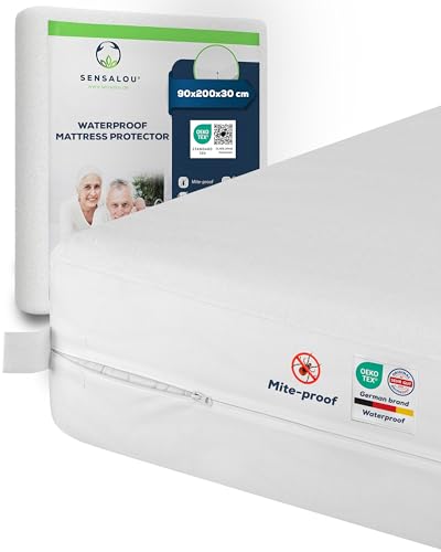 Sensalou Mattress Cover Zippered Encasing for Allergy Sufferers - 90 x 200 cm