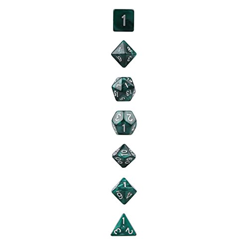 EVERMARKET Polyhedral Dice,1 Dice set (7 pcs) for Dungeons and Dragons DND RPG MTG D20 D12 D10(00-90 and 0-9) D8 D4 Table Games (Olive)