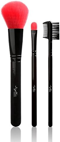 IvyChic Cosmetics Gift Set 3 Piece Makeup Brush Stocking Stuffer-Powder Brush, Eye shadow Brush, Eyebrow Brush